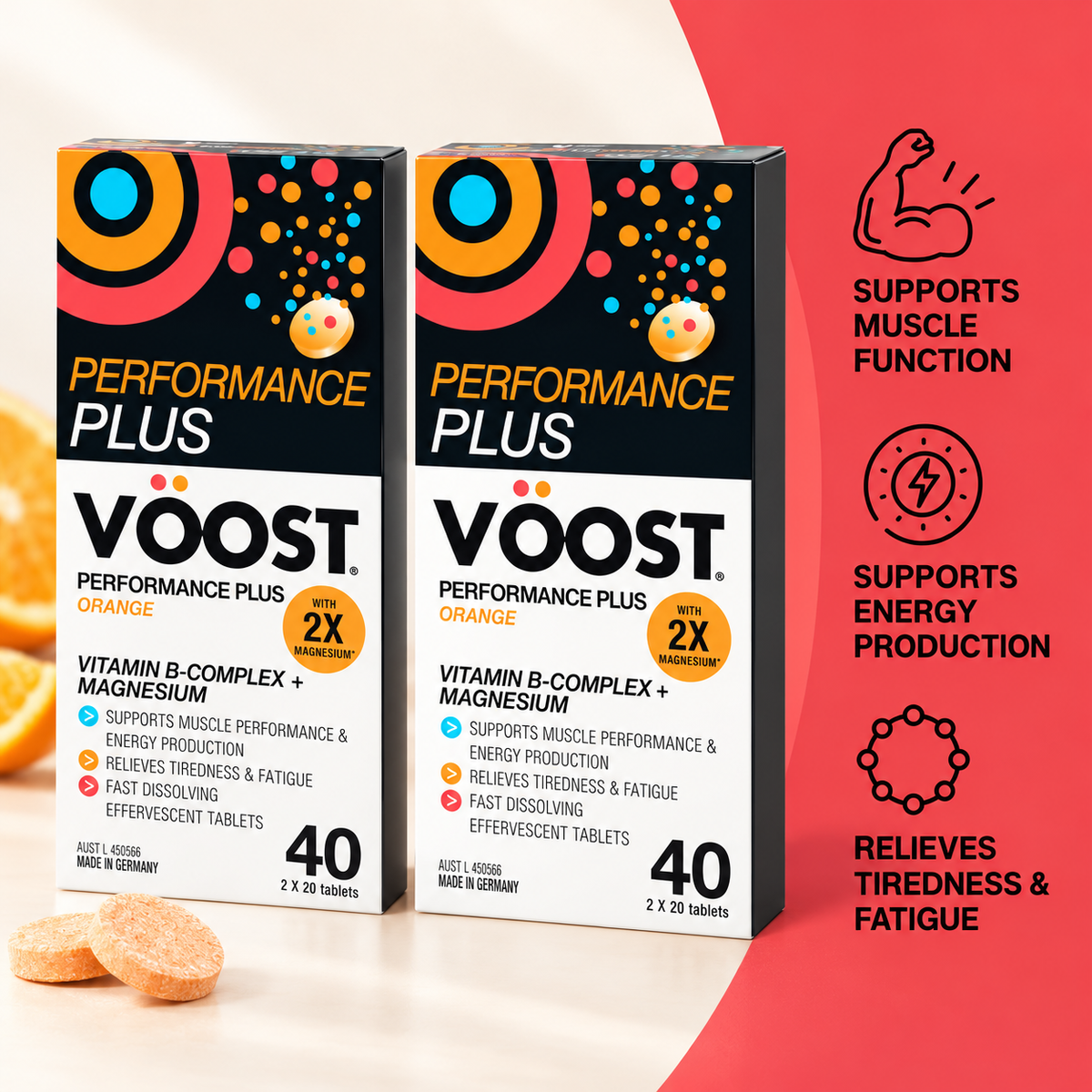 Voost 퍼포먼스 플러스 오렌지 40정 x 2